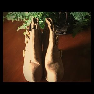 Brown suede booties w/ buckles size9